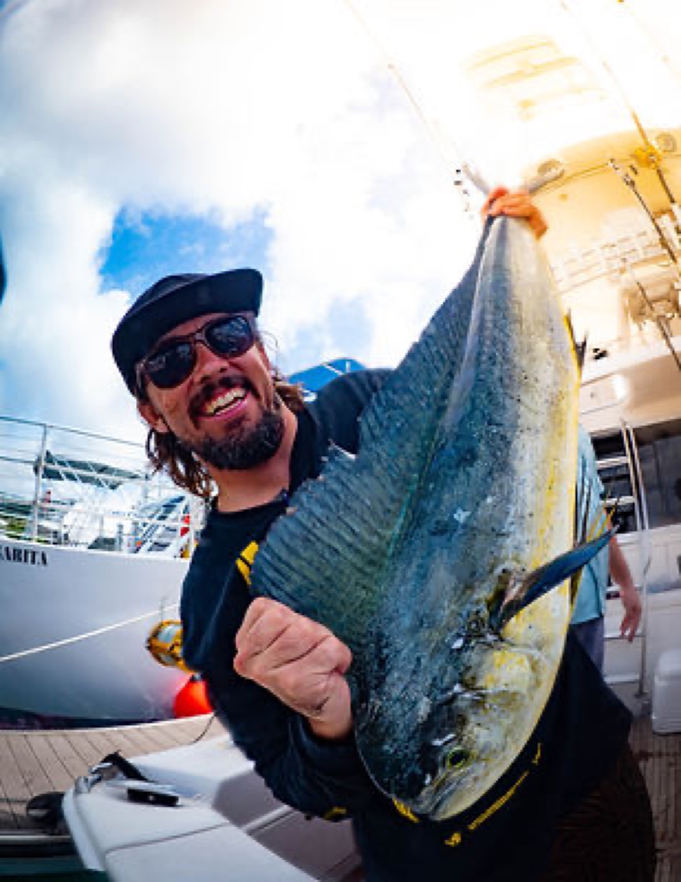 Angler with wahoo